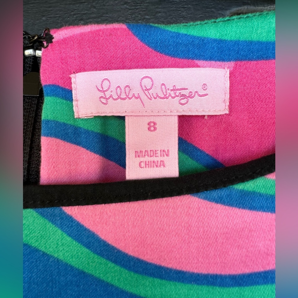 LILY PULITZER Shauna Tunic Dress in Black Novelty Big Bang Sz 8 $198 - Picture 3 of 8